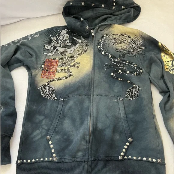 BLING DRAGON HOODIE Asian vibe Key Closet 2006 Y2K - Picture 1 of 15